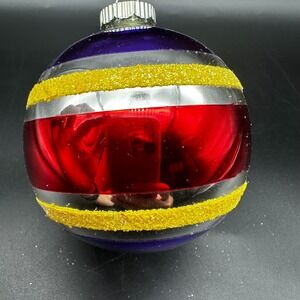 CHRISTOPHER RADKO SHINY BRITE JUMBO STRIPES GLASS BLOWN 3.5" CHRISTMAS ORNAMENT